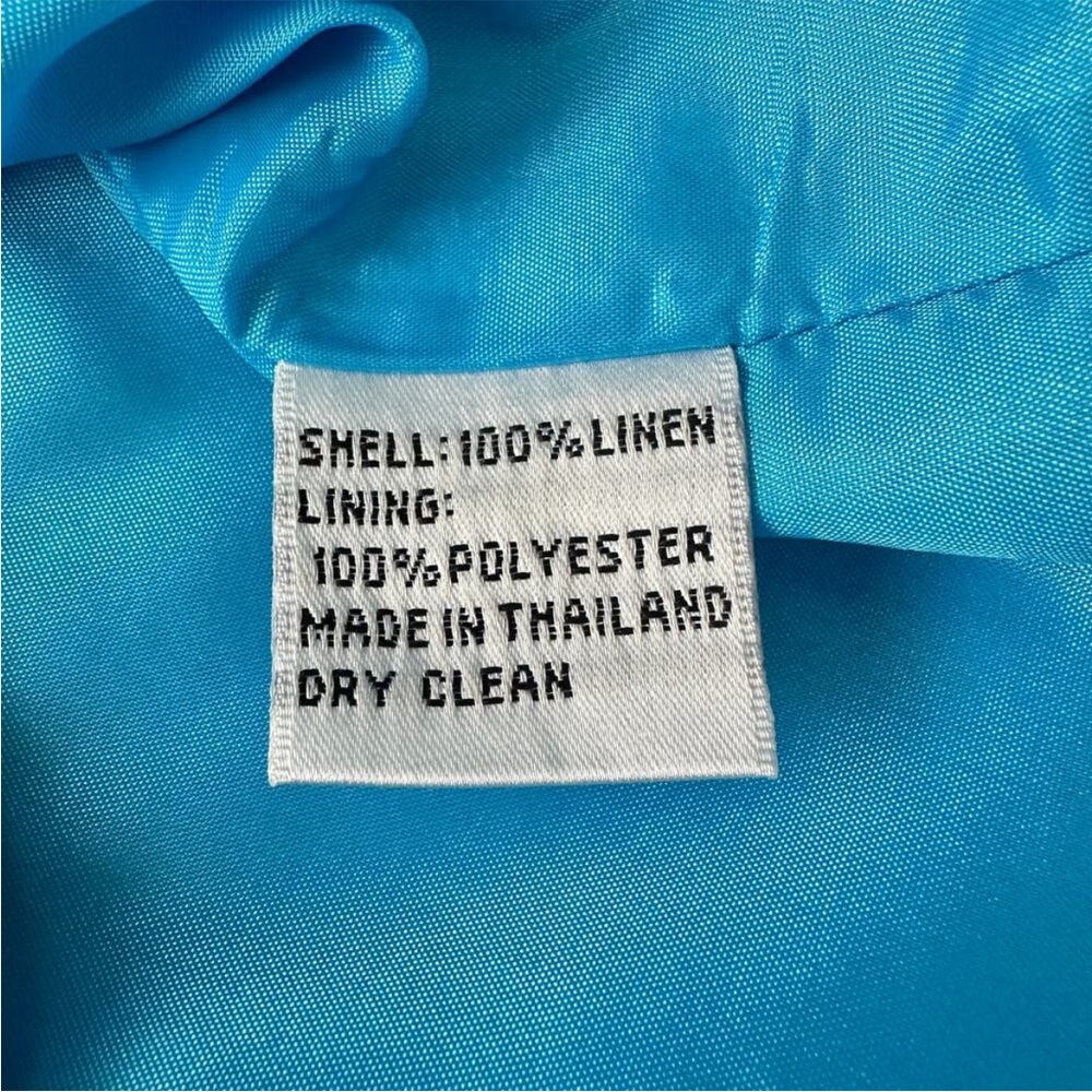 Talbots Vibrant Turquoise Blue Irish Linen Sleeveless Sheath Midi Dress Size 16 - Picture 9 of 10